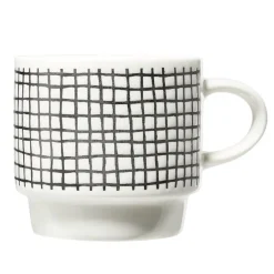 Vaisselle Et Accessoires De Table<Gifi Lot de 4 tasses empilables 20cl porcelaine blanc et noir avec support métal