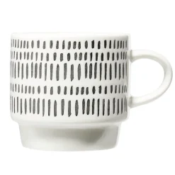 Vaisselle Et Accessoires De Table<Gifi Lot de 4 tasses empilables 20cl porcelaine blanc et noir avec support métal