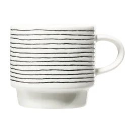 Vaisselle Et Accessoires De Table<Gifi Lot de 4 tasses empilables 20cl porcelaine blanc et noir avec support métal