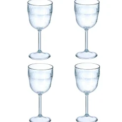 Gifi Lot de 4 verres à pied en plastique effet martelé| Vaisselle Et Accessoires De Table
