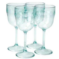 Gifi Lot de 4 verres à pied en plastique effet martelé| Vaisselle Et Accessoires De Table
