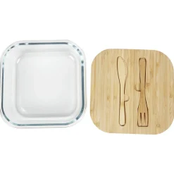 Conservation Alimentaire<Gifi Luchbox avec couverts bambou et verre 1,1 L
