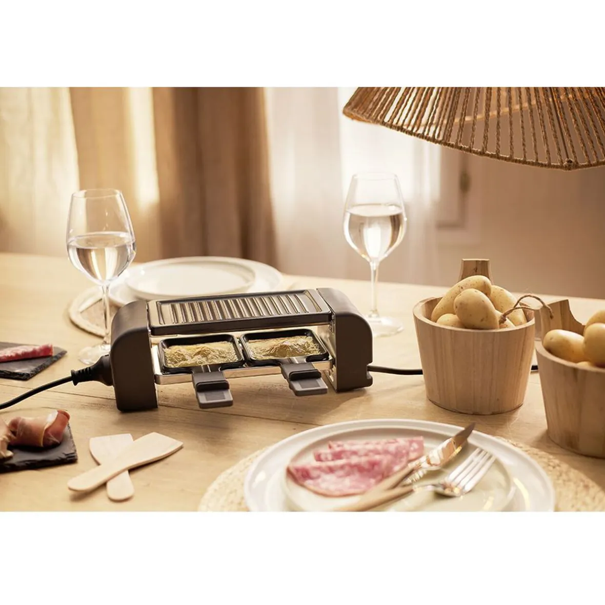 Petit Électroménager<Gifi Machine à raclette Duo connectable noire 2 poêlons 450W