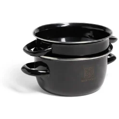 Cuisson<Gifi Marmite à moules avec couvercle acier noir Ø18xH16,5cm