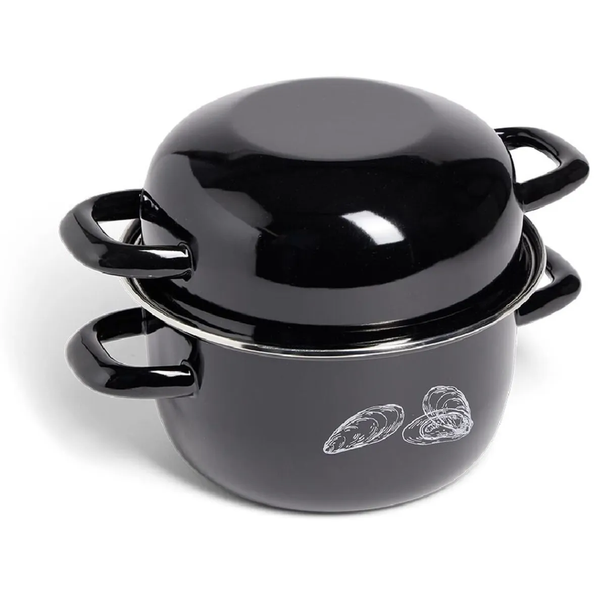 Cuisson<Gifi Marmite à moules avec couvercle Ø20,5cm acier noir