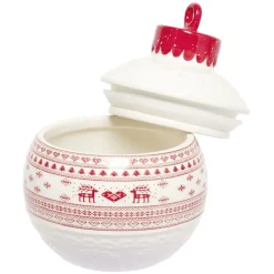 Conservation Alimentaire<Gifi Mini bonbonnière en céramique décor Noël rouge blanc