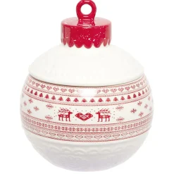 Conservation Alimentaire<Gifi Mini bonbonnière en céramique décor Noël rouge blanc