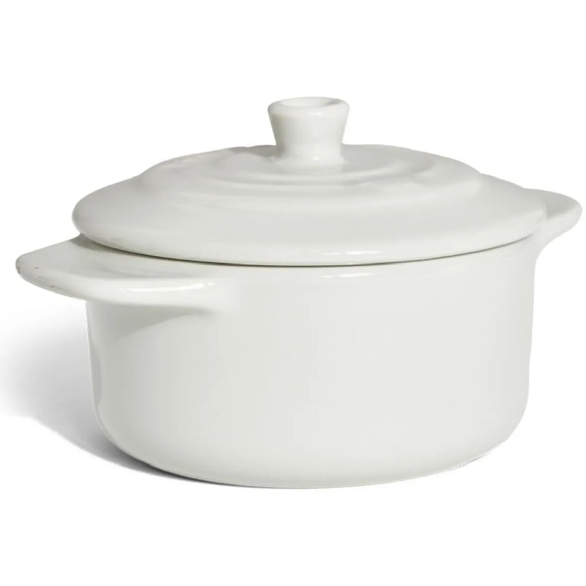 Cuisson<Gifi Mini cocotte individuelle en céramique avec couvercle - gris ou blanc