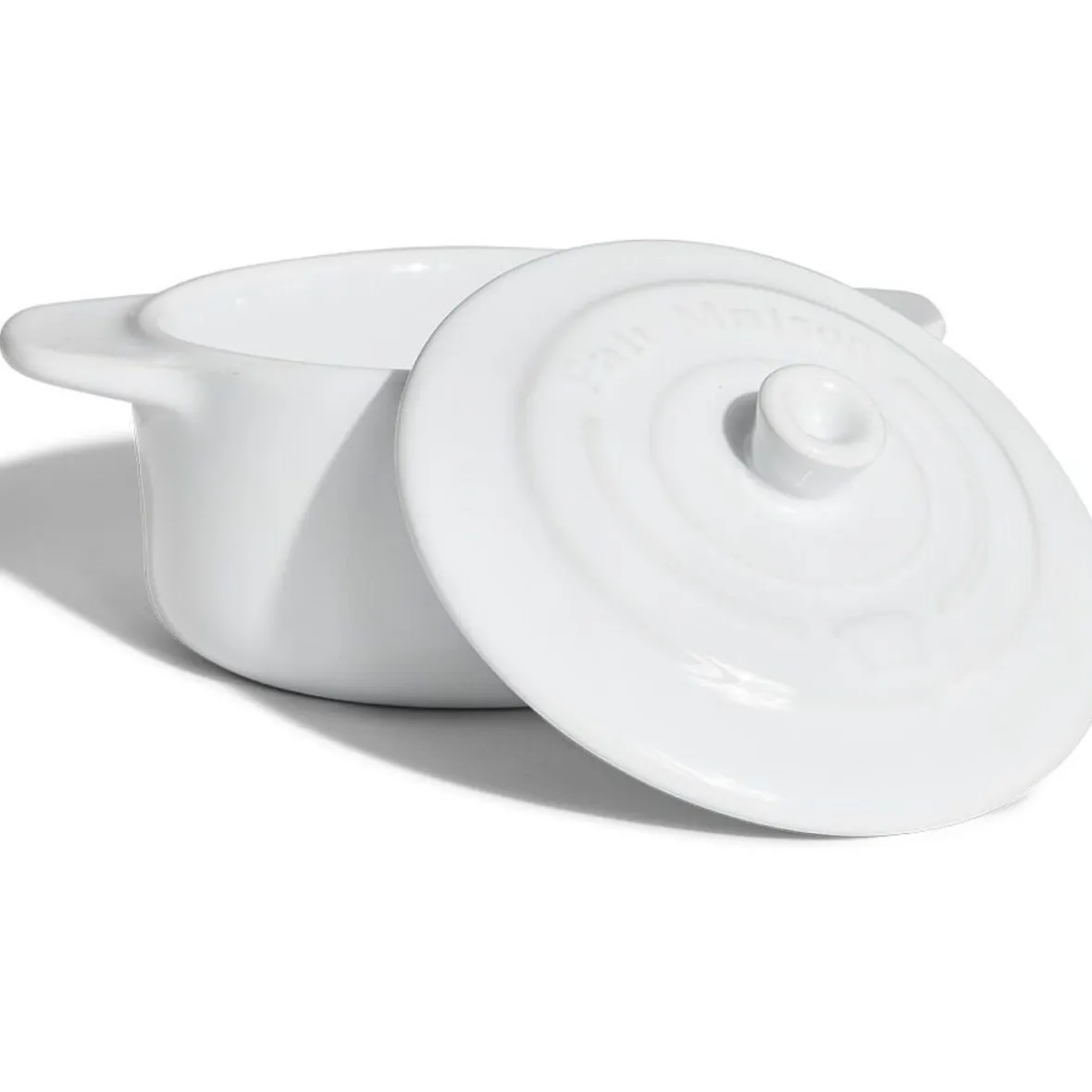 Cuisson<Gifi Mini cocotte individuelle en céramique avec couvercle - gris ou blanc