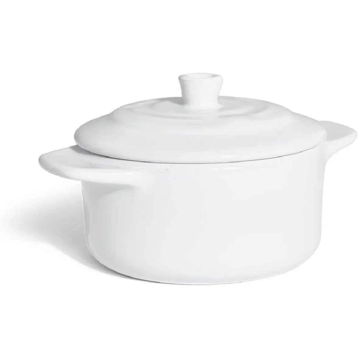 Cuisson<Gifi Mini cocotte individuelle en céramique avec couvercle - gris ou blanc