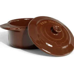 Cuisson<Gifi Mini cocotte individuelle en céramique avec couvercle - marron clair ou foncé