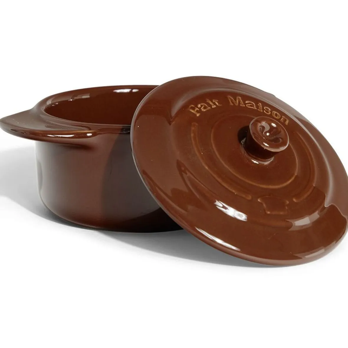 Cuisson<Gifi Mini cocotte individuelle en céramique avec couvercle - marron clair ou foncé