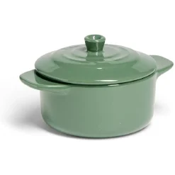 Cuisson<Gifi Mini cocotte individuelle en céramique avec couvercle - rouge ou vert