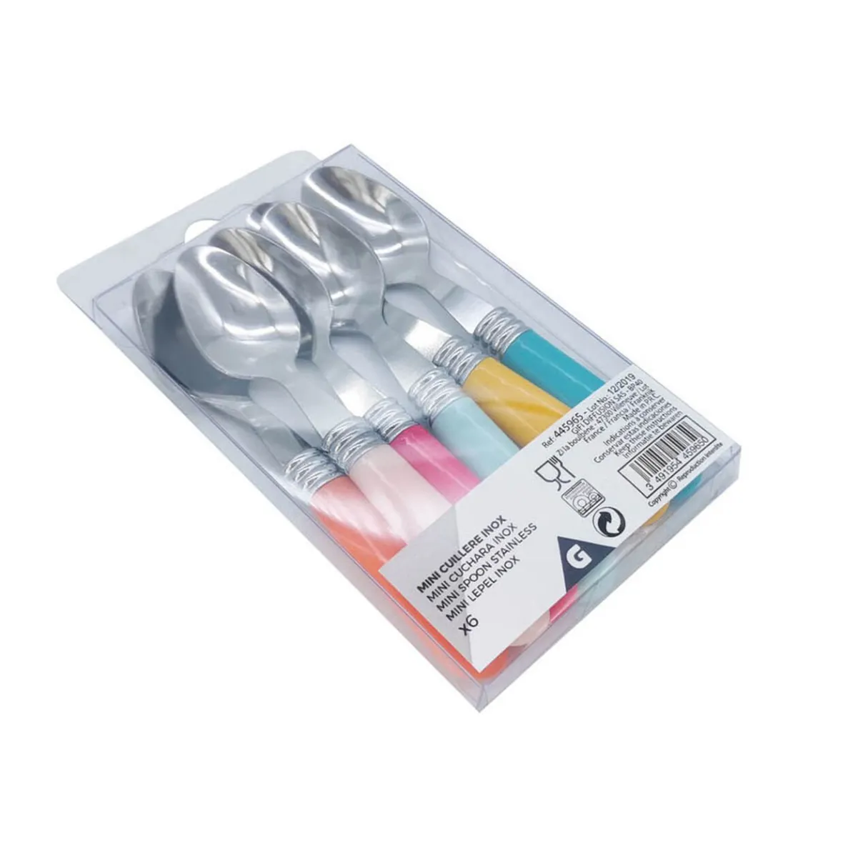 Gifi Mini cuillère inox manche plastique multicolore x6| Vaisselle Et Accessoires De Table