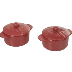 Cuisson<Gifi Minis cocottes rouges mat avec couvercle x2
