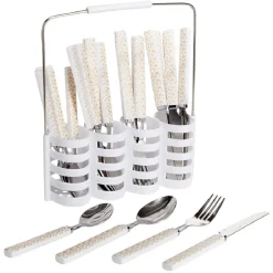 Gifi Ménagère 24 couverts + présentoir| Vaisselle Et Accessoires De Table