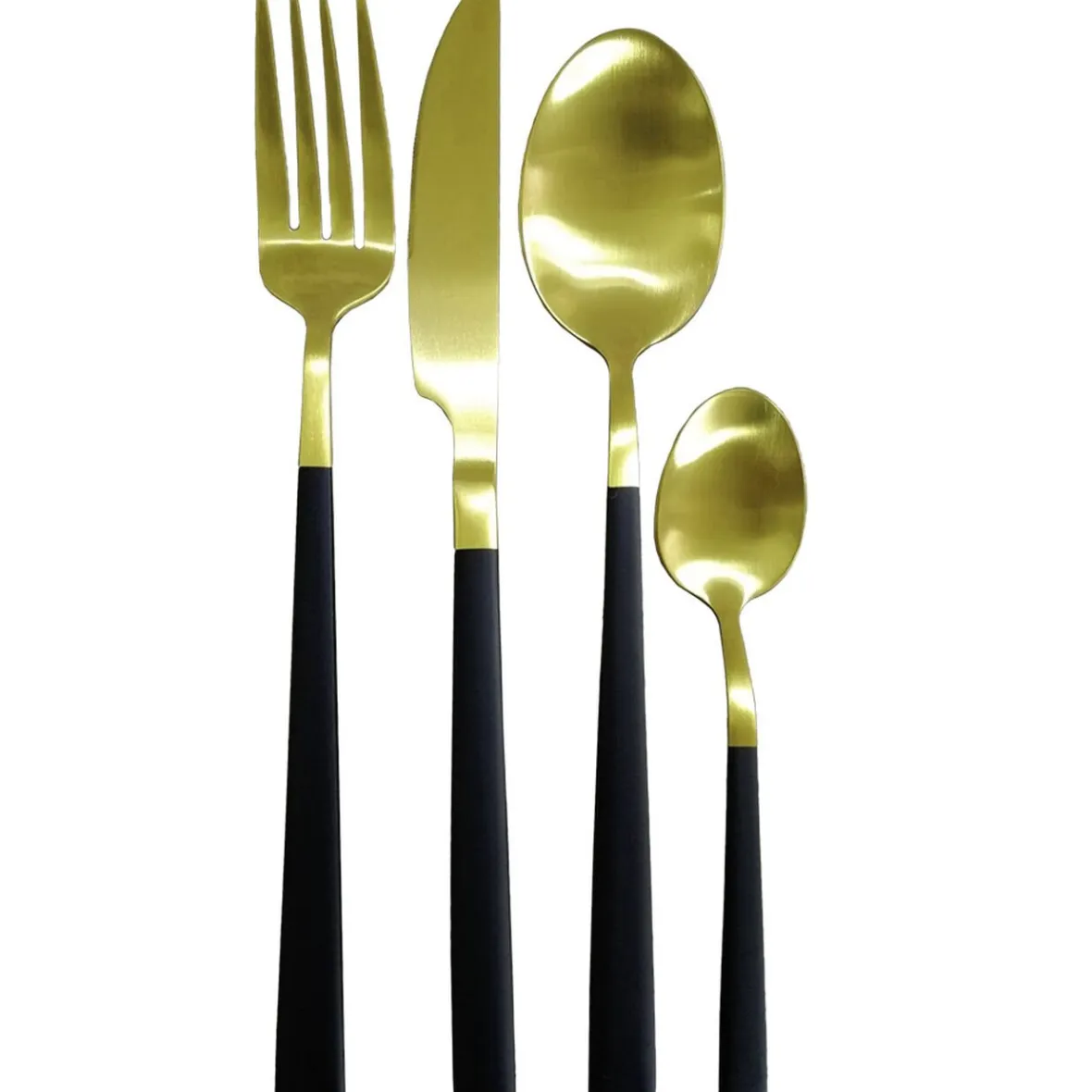 Gifi Ménagère 16 couverts noir et doré| Vaisselle Et Accessoires De Table