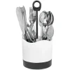 Gifi Ménagère 24 pièces avec support noir blanc| Vaisselle Et Accessoires De Table
