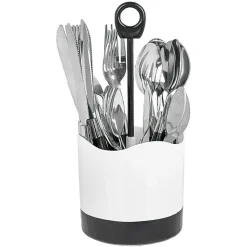 Gifi Ménagère 24 pièces avec support noir blanc| Vaisselle Et Accessoires De Table