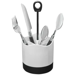 Gifi Ménagère 24 pièces avec support noir blanc| Vaisselle Et Accessoires De Table