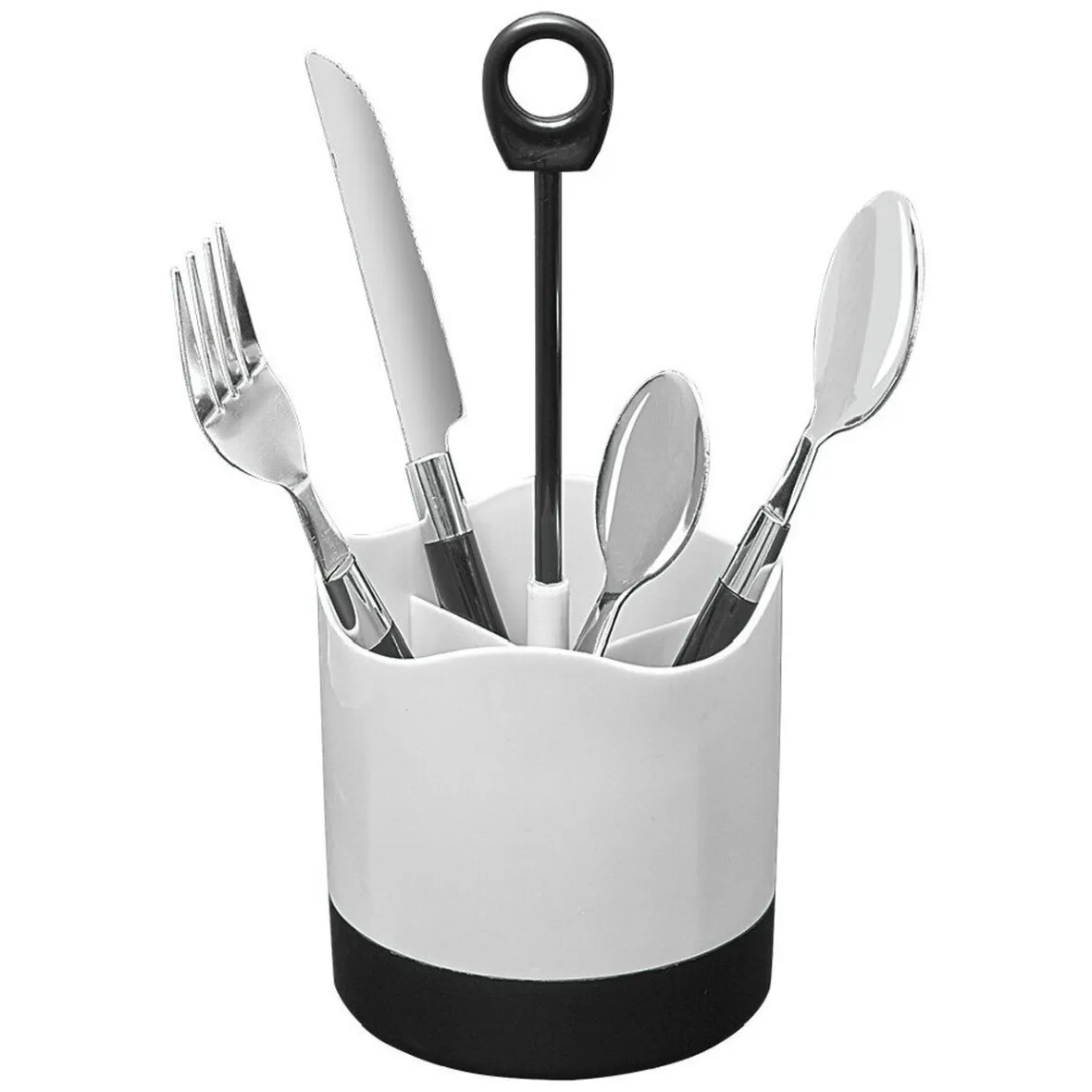 Gifi Ménagère 24 pièces avec support noir blanc| Vaisselle Et Accessoires De Table