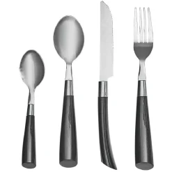 Gifi Ménagère 24 pièces avec support noir blanc| Vaisselle Et Accessoires De Table