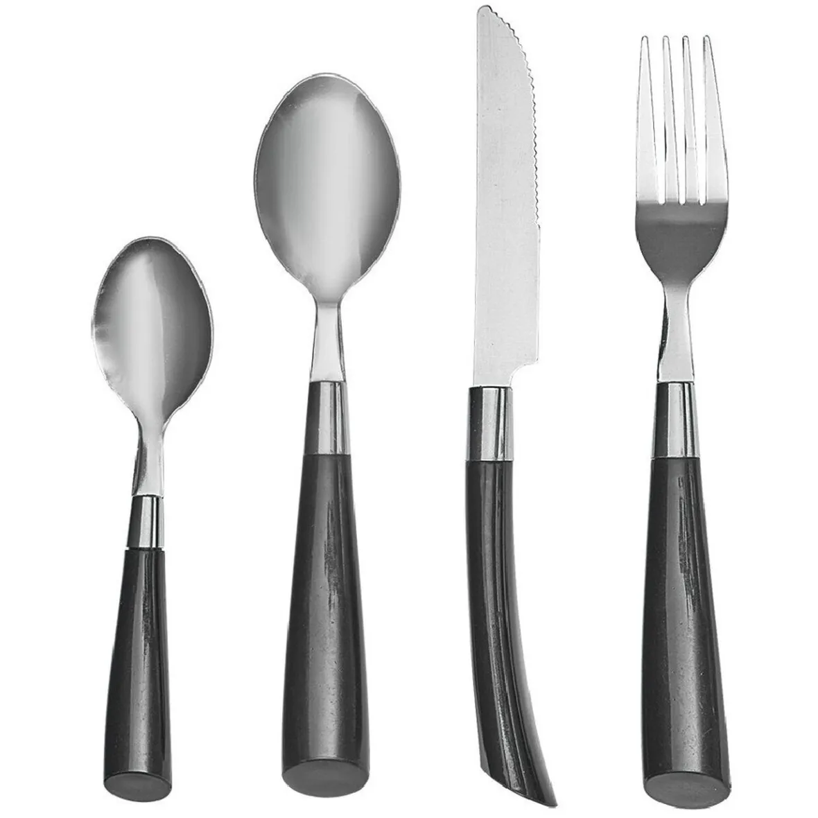 Gifi Ménagère 24 pièces avec support noir blanc| Vaisselle Et Accessoires De Table
