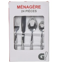 Vaisselle Et Accessoires De Table<Gifi Ménagère 24 pièces couleur argent