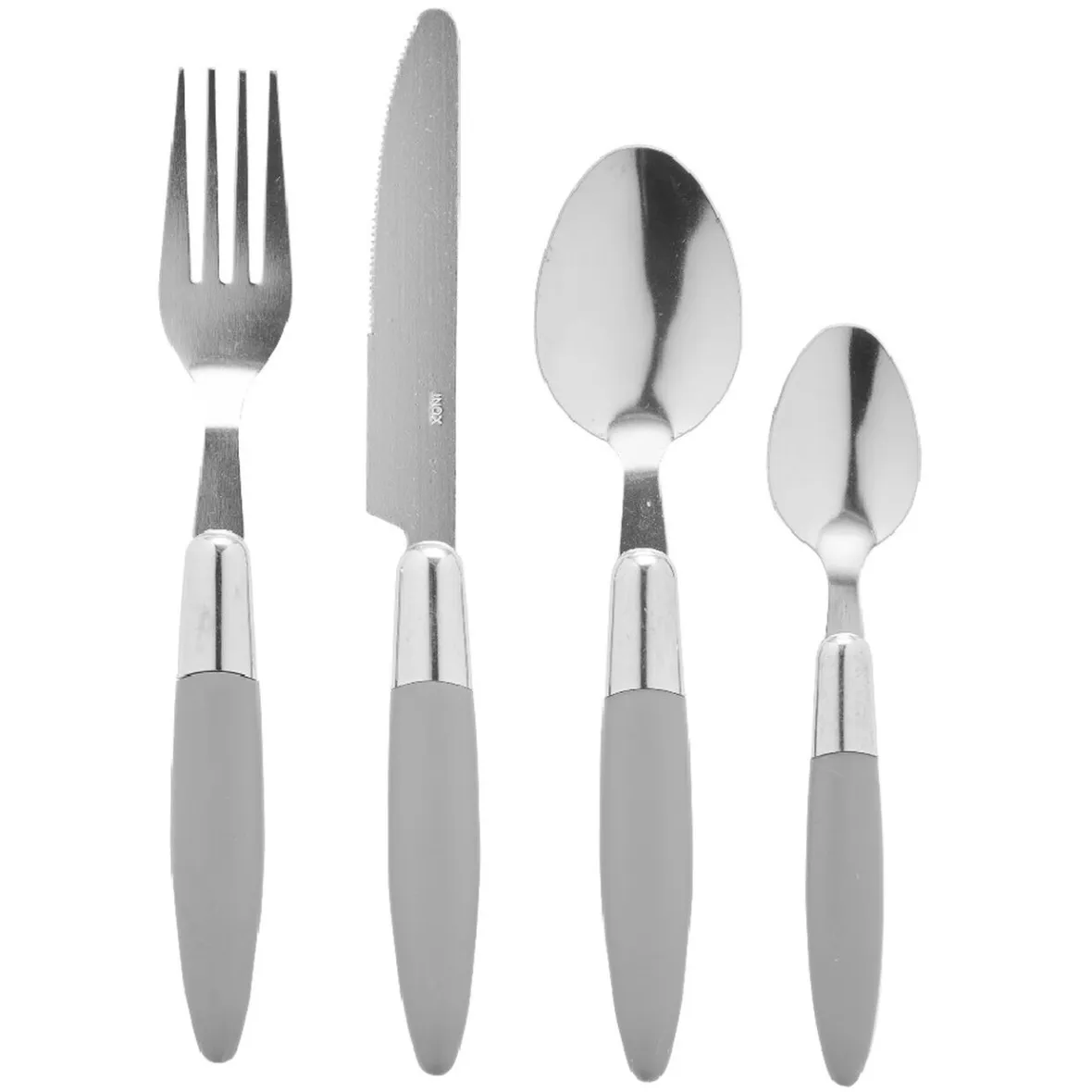Gifi Ménagère 24 pièces gris et son panier| Vaisselle Et Accessoires De Table