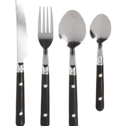 Gifi Ménagère 16 pièces inox manche plastique noir| Vaisselle Et Accessoires De Table