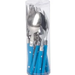Gifi Ménagère 16 pièces inox manche plastique bleu| Vaisselle Et Accessoires De Table