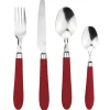 Gifi Ménagère 24 pièces inox manche antidérapant soft touch rouge| Vaisselle Et Accessoires De Table