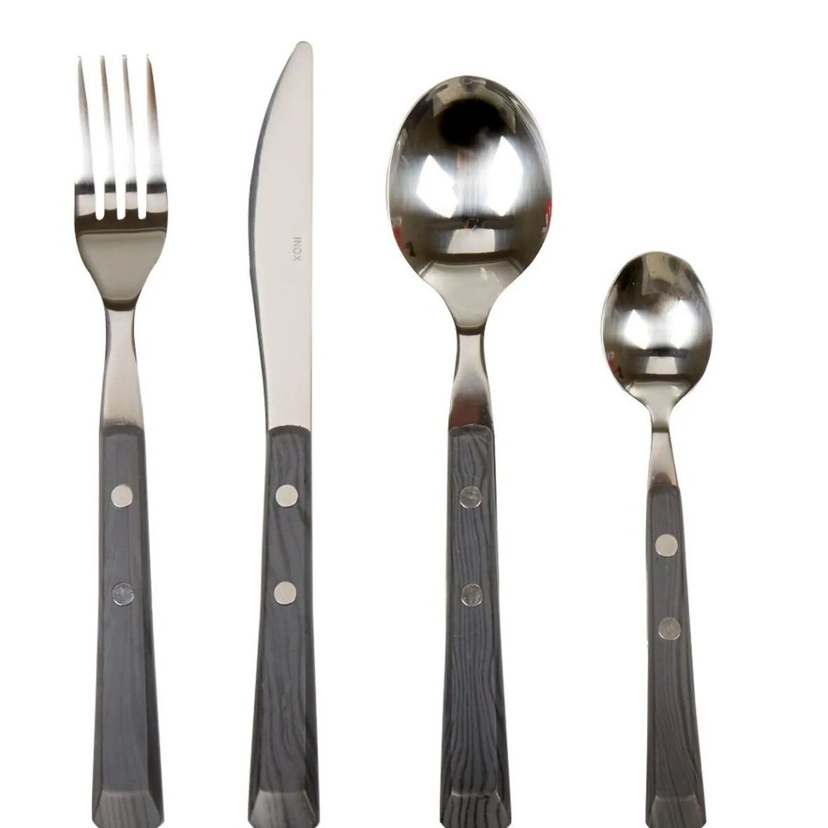 Vaisselle Et Accessoires De Table<Gifi Ménagère 16 pièces manche effet bois gris foncé