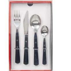 Vaisselle Et Accessoires De Table<Gifi Ménagère 16 pièces manche effet bois noir