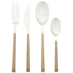 Gifi Ménagère 16 pièces manche imitation bois pour 4 personnes| Vaisselle Et Accessoires De Table