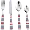 Vaisselle Et Accessoires De Table<Gifi Ménagère 24 pièces motif bayadère rouge, blanc et gris