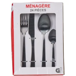 Vaisselle Et Accessoires De Table<Gifi Ménagère 24 pièces noir