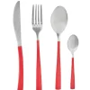 Gifi Ménagère de 16 couverts manche rouge| Vaisselle Et Accessoires De Table