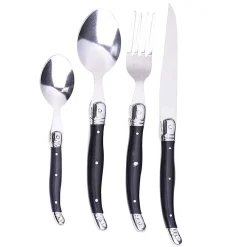Gifi Ménagère inox manche noir 24 pièces| Vaisselle Et Accessoires De Table