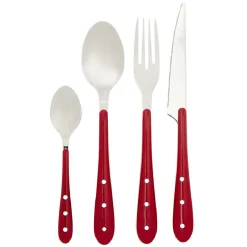 Gifi Ménagère Lisa D'Alban inox manche rouge 16 pièces| Vaisselle Et Accessoires De Table
