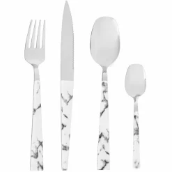 Gifi Ménagère scandinave 24 pièces effet marbre| Vaisselle Et Accessoires De Table