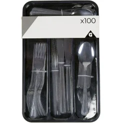 Gifi Ménagère XXL inox 100 pièces avec range couverts plastique| Vaisselle Et Accessoires De Table