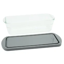 Cuisson<Gifi Moule à cake en verre avec couvercle gris