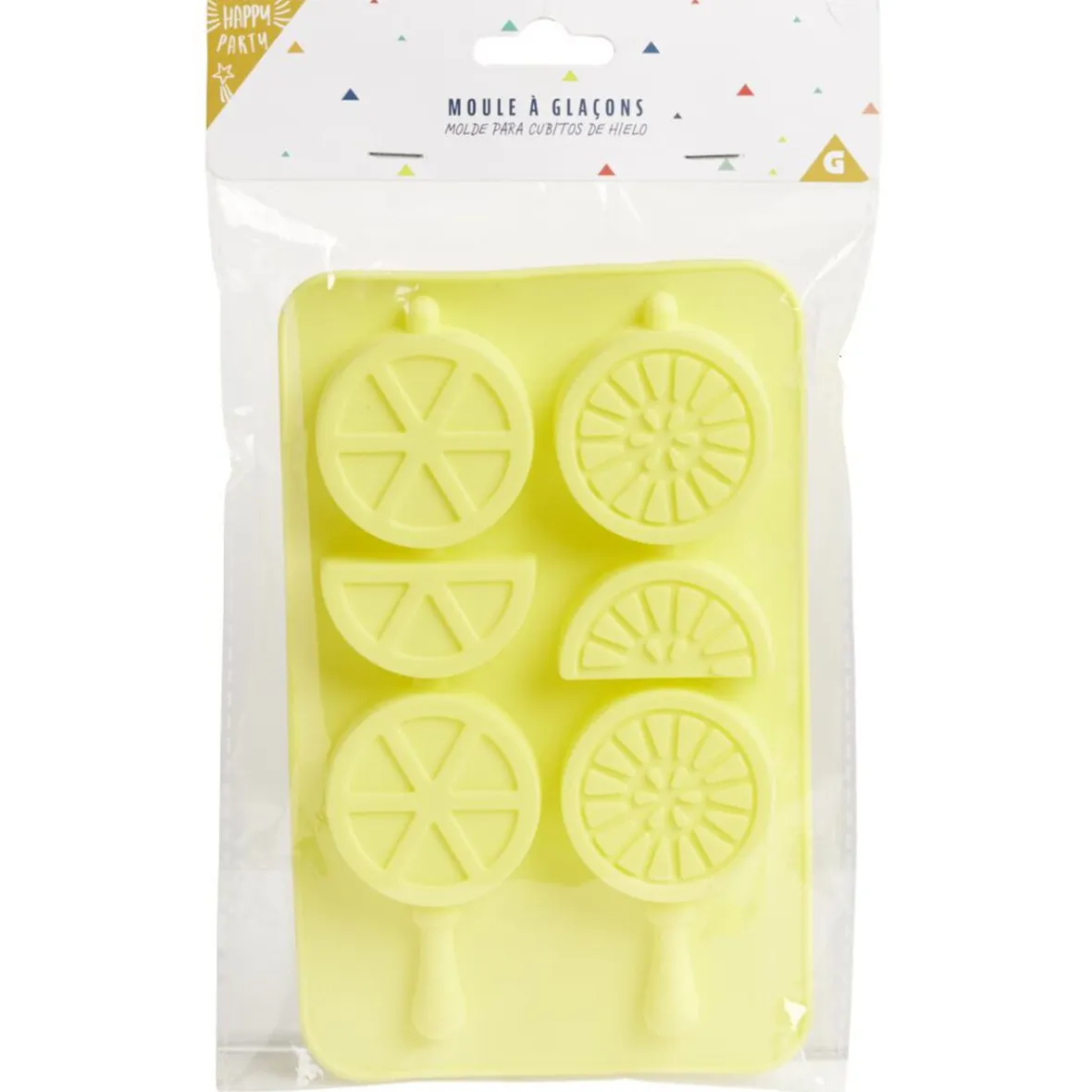 Gifi Moule à glaçon brochette forme citron-silicone jaune 18,3x11,4xH1,5cm| Vaisselle Et Accessoires De Table