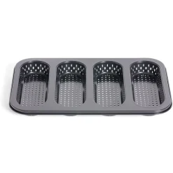 Cuisson<Gifi Moule à mini baguette perforé acier noir 33,6x22xH3cm