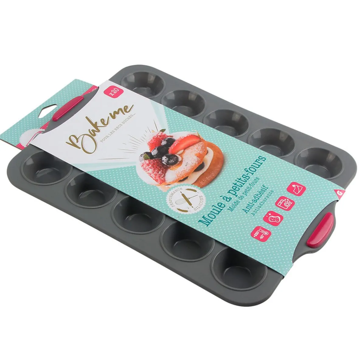 Cuisson<Gifi Moule petit four gris et rouge x20