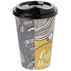 Vaisselle Et Accessoires De Table<Gifi Mug à motifs couvercle noir 500ml - plastique Ø9xH14cm