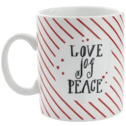 Gifi Mug avec boule à thé Love Jog Peace blanc rayure rouge 35 cl| Vaisselle Et Accessoires De Table