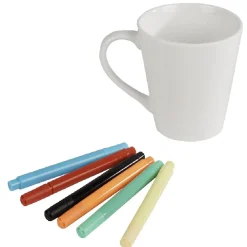 Gifi Mug blanc à personnaliser + 6 feutres| Vaisselle Et Accessoires De Table