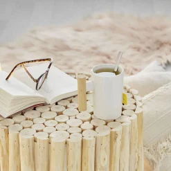 Gifi Mug blanc avec anse en bois| Vaisselle Et Accessoires De Table